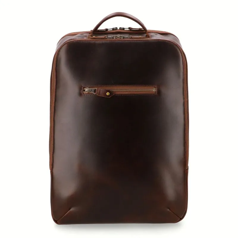 Buckle & Seam Leder Rucksack Leon - Braun \/ Blau