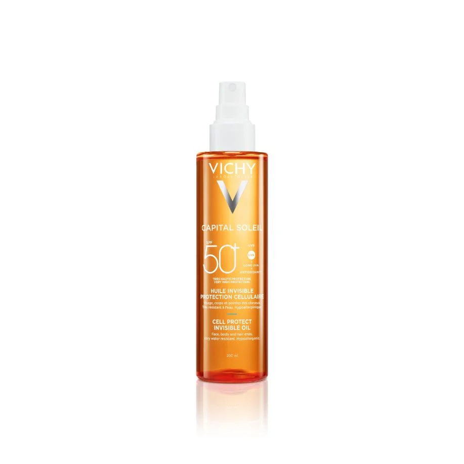 Capital Soleil Capital Soleil Cell Protect Invisible Oil SPF50+ - Αντηλιακό λάδι σώματος υψηλής προστασίας, Αντηλιακό λάδι προσώπου υψηλής προστασίας.