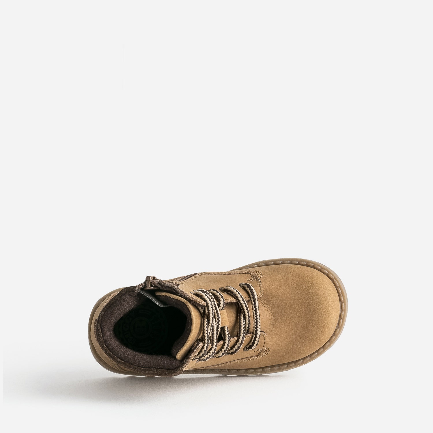 Boots à lacet éco-conçu camel cuir nubuck bord textile marron
