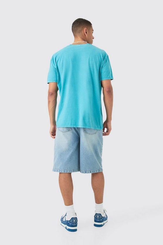 Oversize Rundhals T-Shirt mit floralem Houston Print