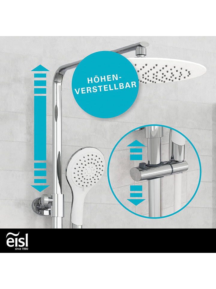 Schütte Überkopfbrauseset mit Thermostat-Armatur ''Grande Vita'' in Silber/ Weiß günstig kaufen onesize