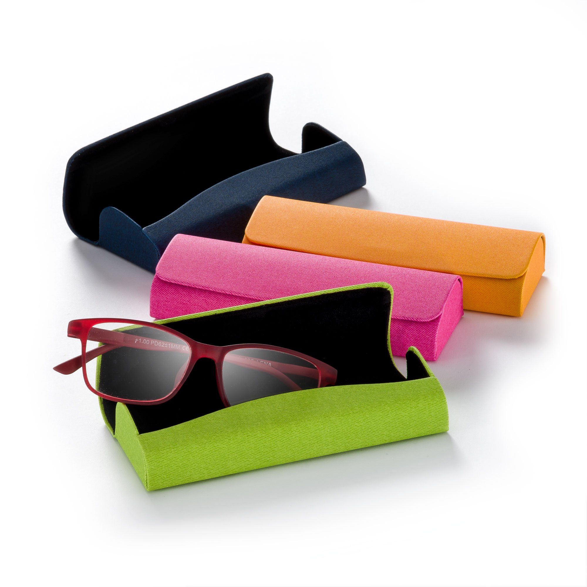 FEFI Brillenetui im bunten Leinen-Look (Hardcase), inklusive Mikrofasertuch
