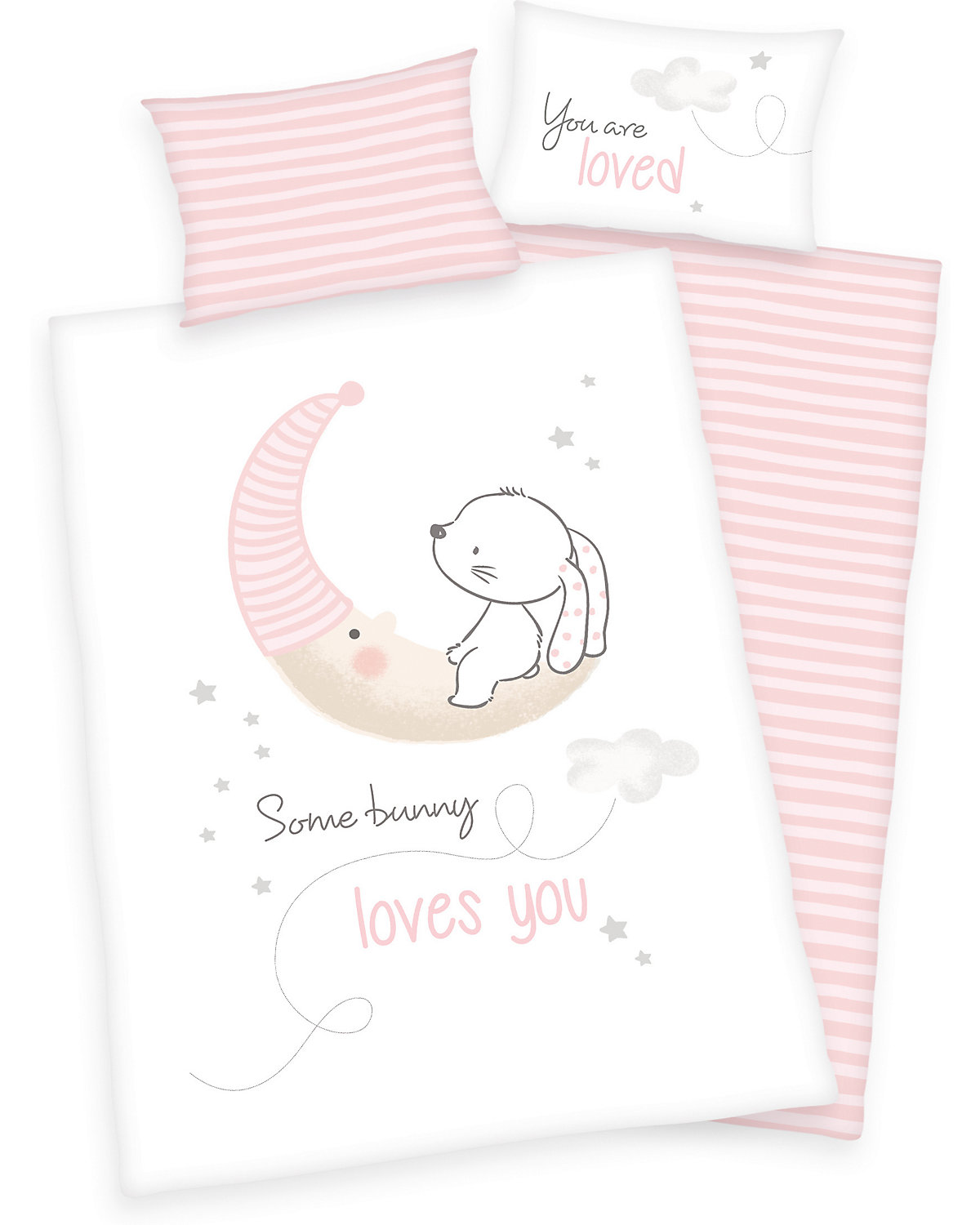 Wende-Kinderbettwäsche Little Bunny, Renforcé, 100 x 135 + 40 x 60 cm