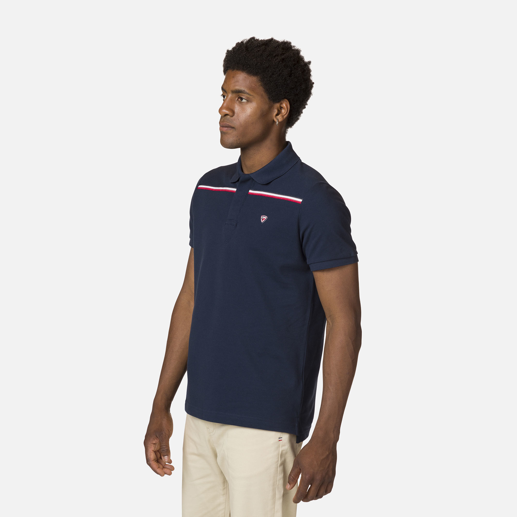 Polo logo avec rayure homme