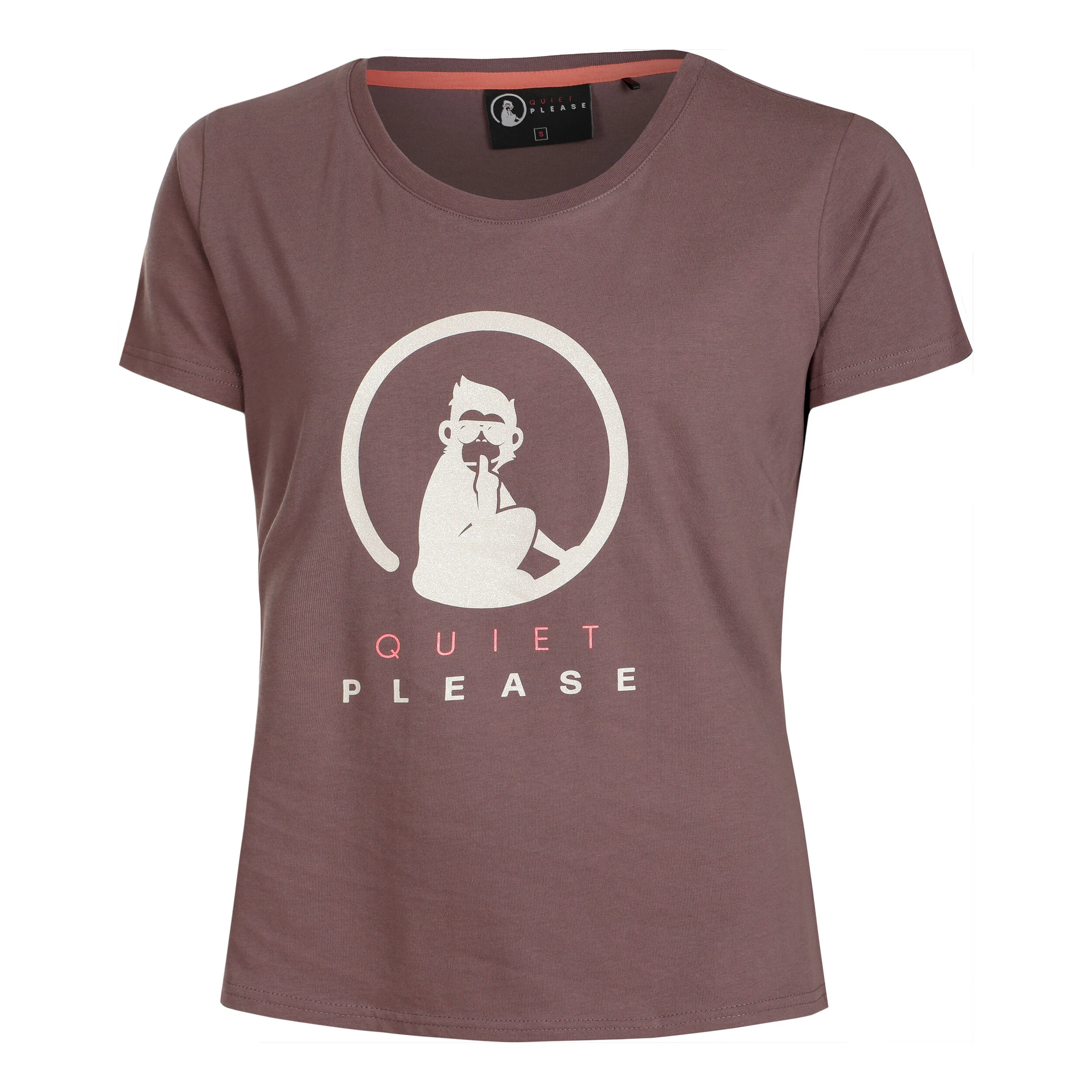 Crossroad Baseline Glitter T-Shirt Damen - Lila, Weiß