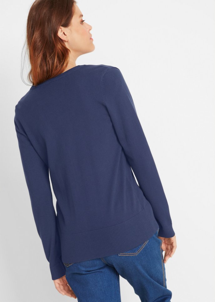 Basic Feinstrickjacke mit Knopfleiste