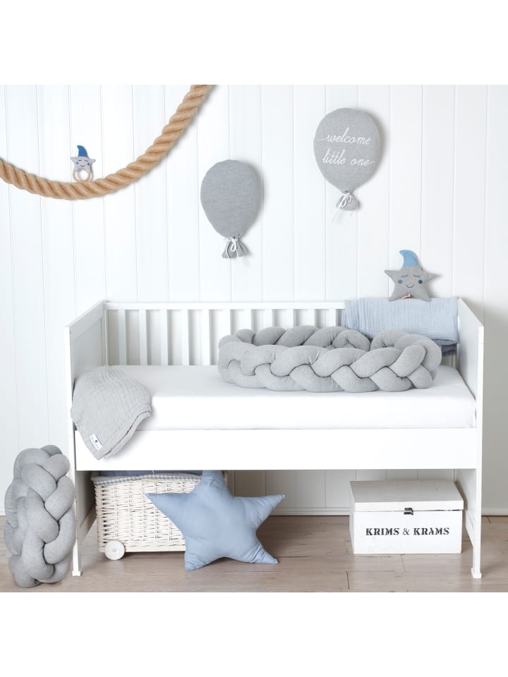 nordic coast company  Bettschlange geflochten Jersey Grau  günstig kaufen onesize