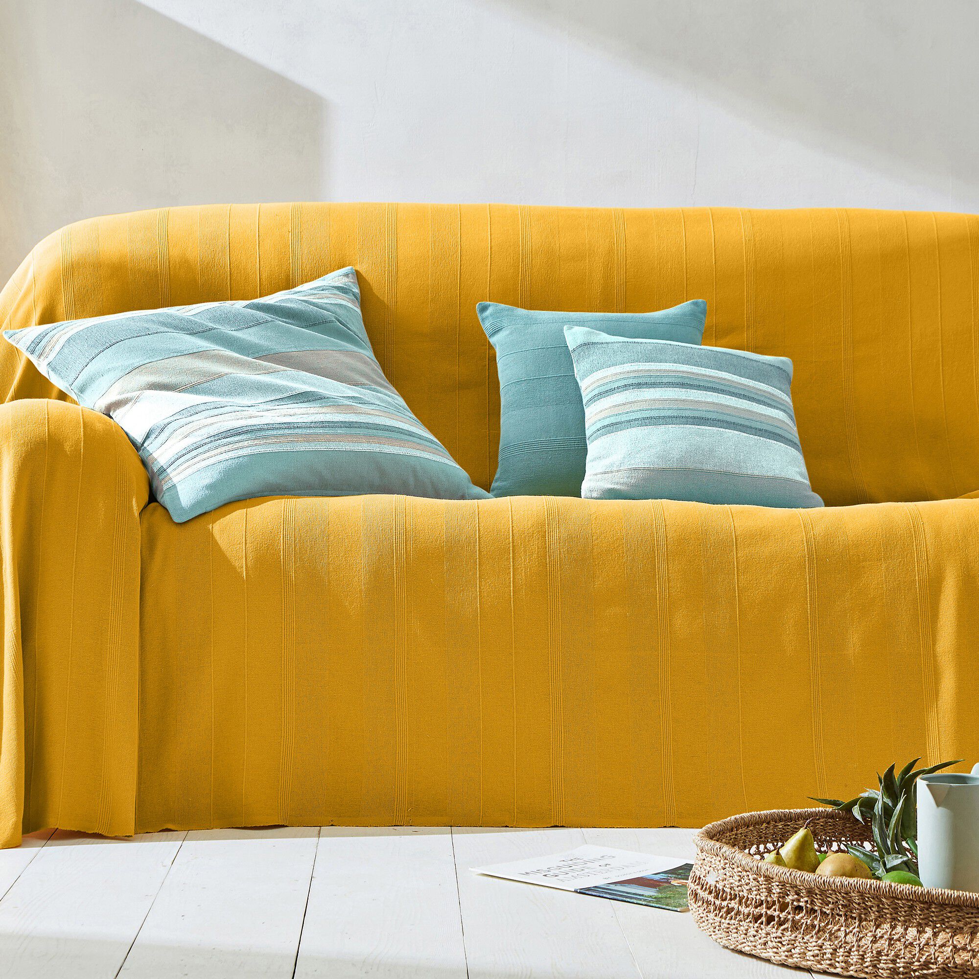 Housse coussin multicolore coton tissage artisanal
