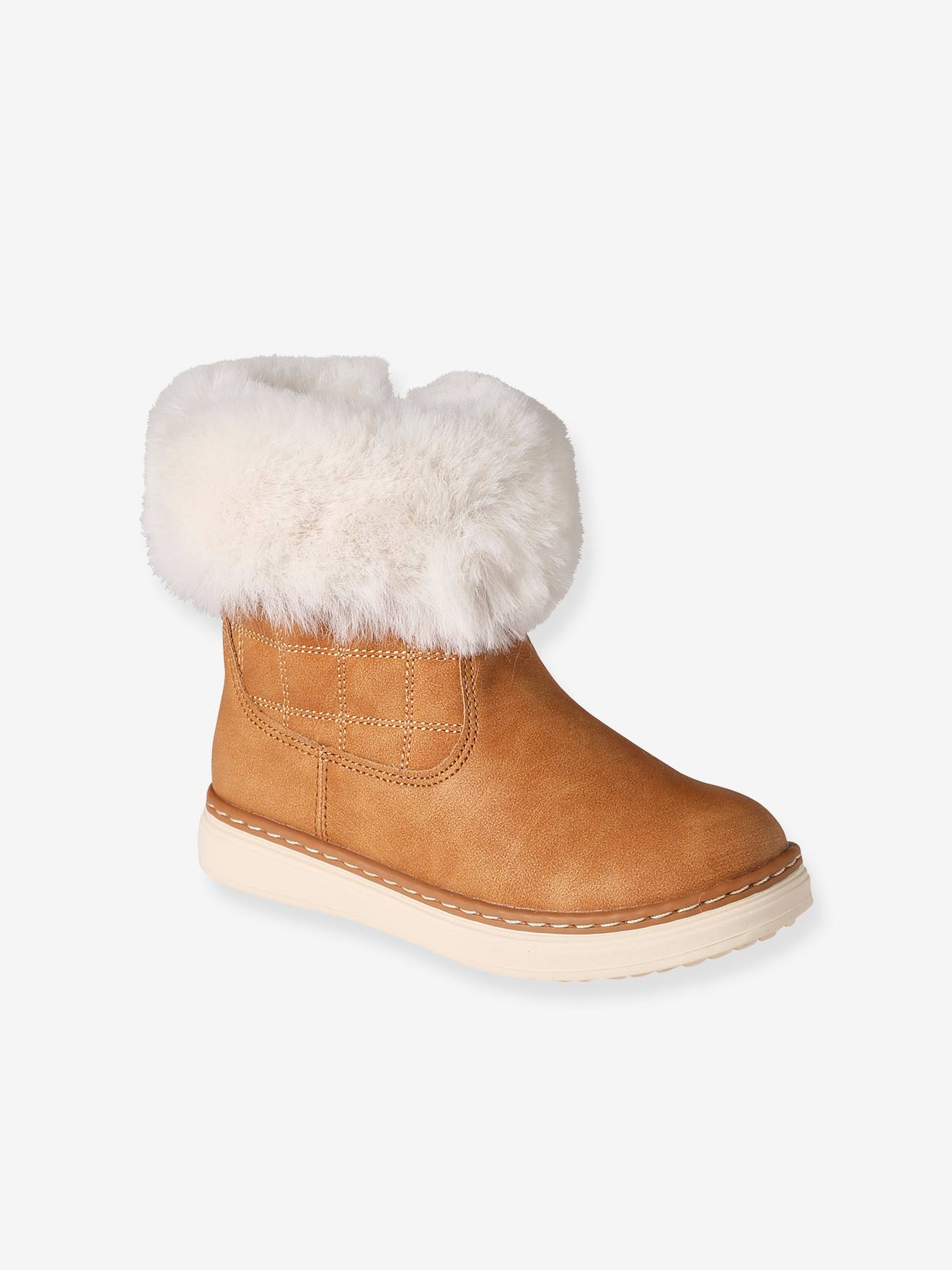 Boots zippées fourrées fille collection maternelle camel