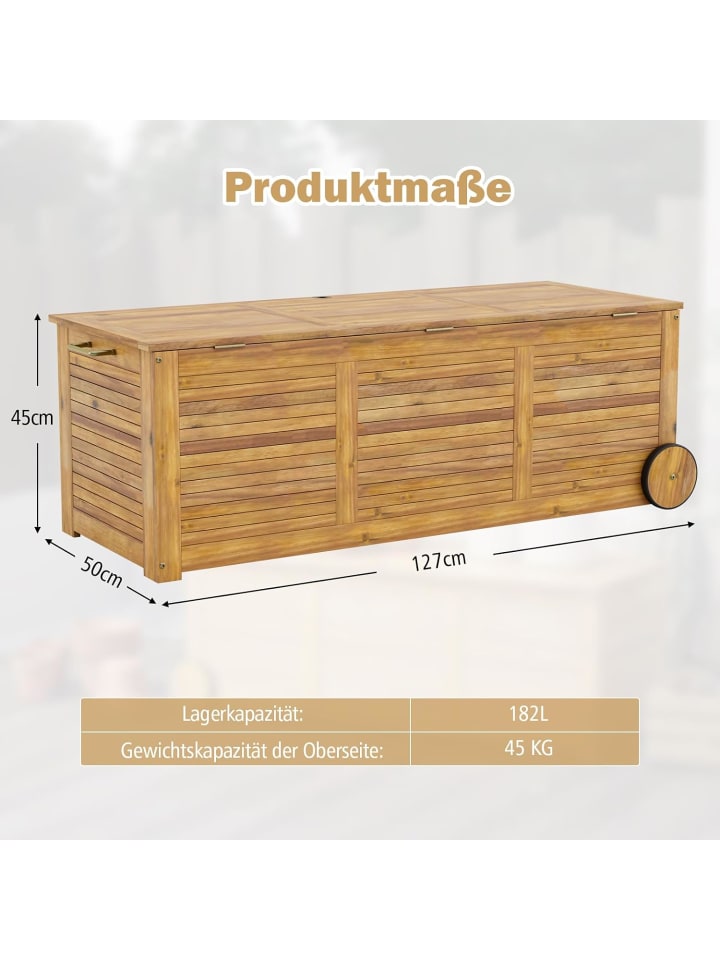 COSTWAY Gartenbox 182L mit Innentasche in Hellbraun günstig kaufen onesize