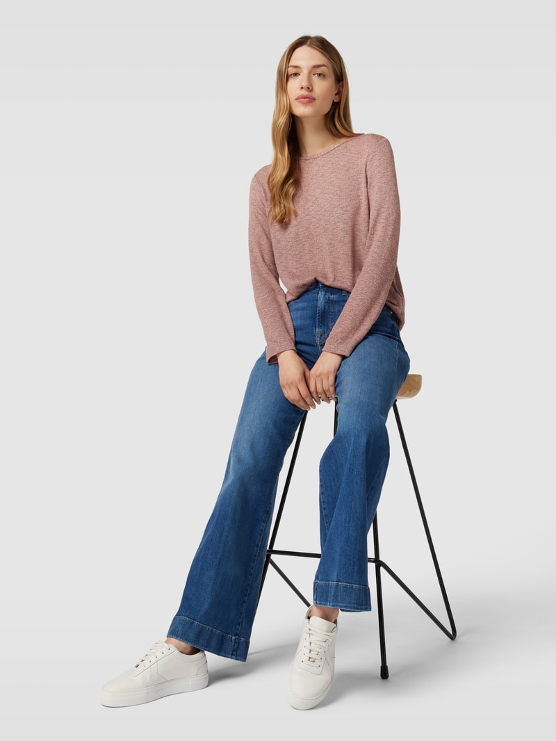 Longsleeve in melierter Optik in rosé meliert
