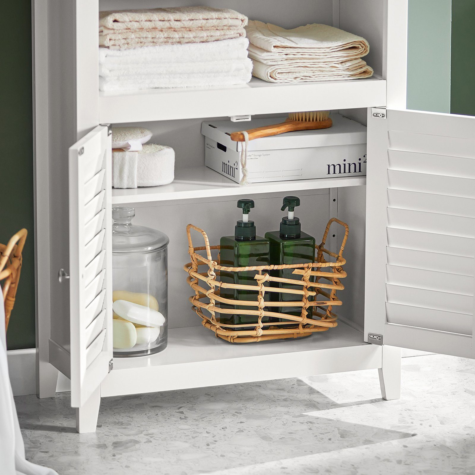SoBuy Badkommode BZR13, Badschrank mit Zwei Ablagen und Türen Kommode fürs Bad Sideboard