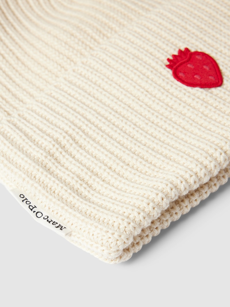 Beanie mit Motiv-Stitching in offwhite