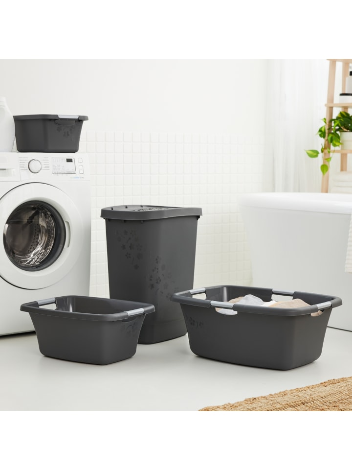 Rotho Flowers Wäschewanne 50l mit 4 Griffen, Kunststoff (PP) in Anthrazit günstig kaufen onesize