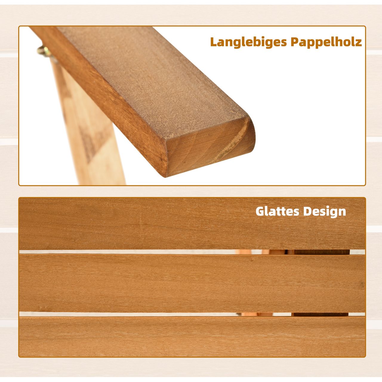 Outsunny Sitzgruppe 7tlg. Essgruppe Klappbar Gartenmöbel Set Massivholz Natur