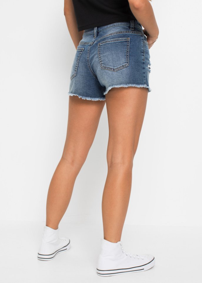 Jeans-Shorts mit Stickerei