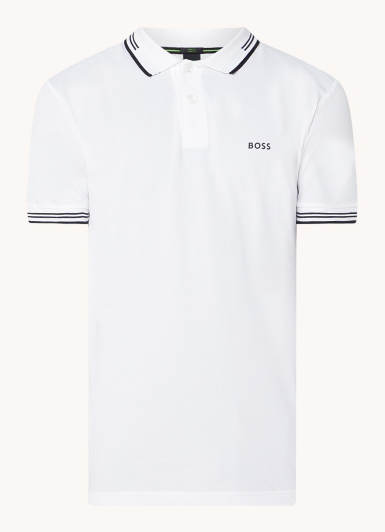 Polo HUGO BOSS Paul slim fit em piqué de algodão com logotipo.