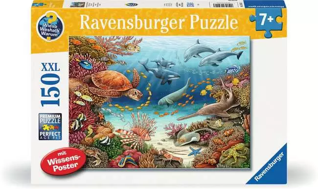 Kinderpuzzle ab 7 Jahren - Wieso? Weshalb? Warum? Meerestiere am Korallenriff - 150 Teile