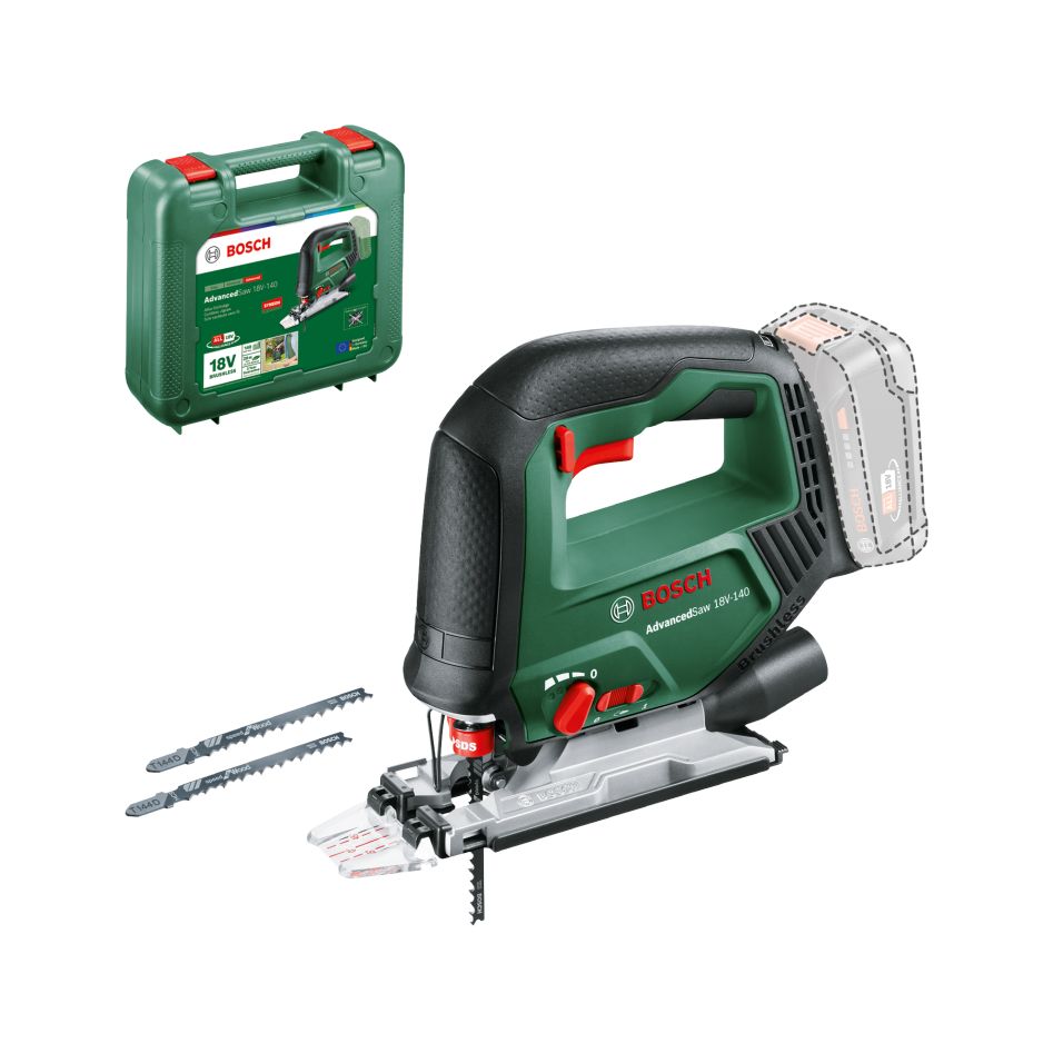 Bosch Green 0603013002 AdvancedSaw 18V-140 Akku-Stichsäge (ohne Akku und Ladegerät) im Koffer
