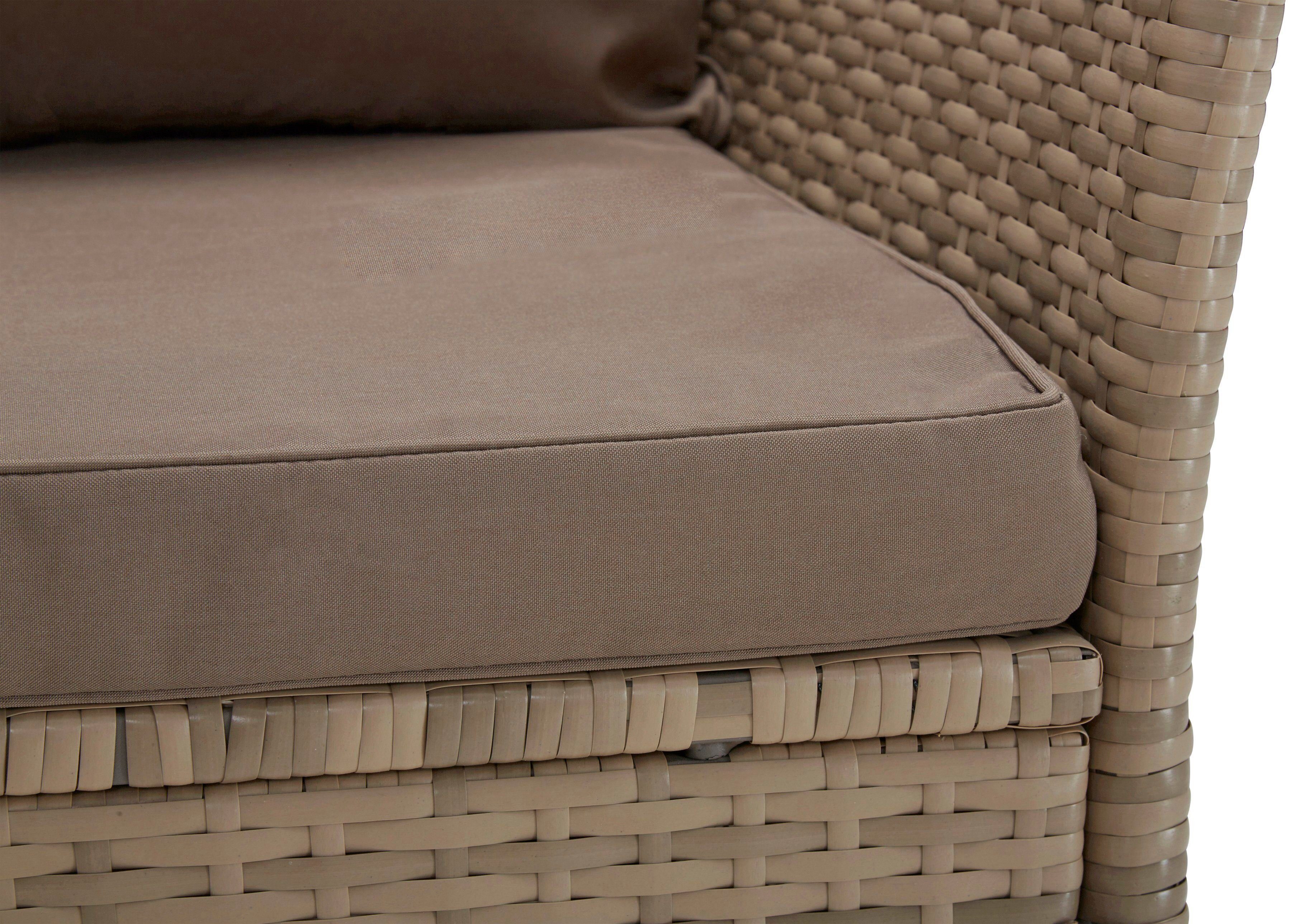 KONIFERA Gartenlounge-Set Marseille, (8-tlg), Sofa, Tisch 57x57 cm, Hocker, Polyrattan