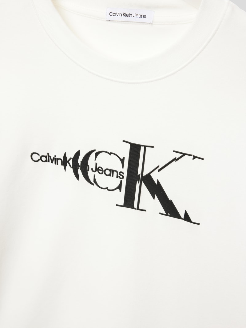 T-Shirt mit Label-Print Modell 'MONOGRAM' in weiß