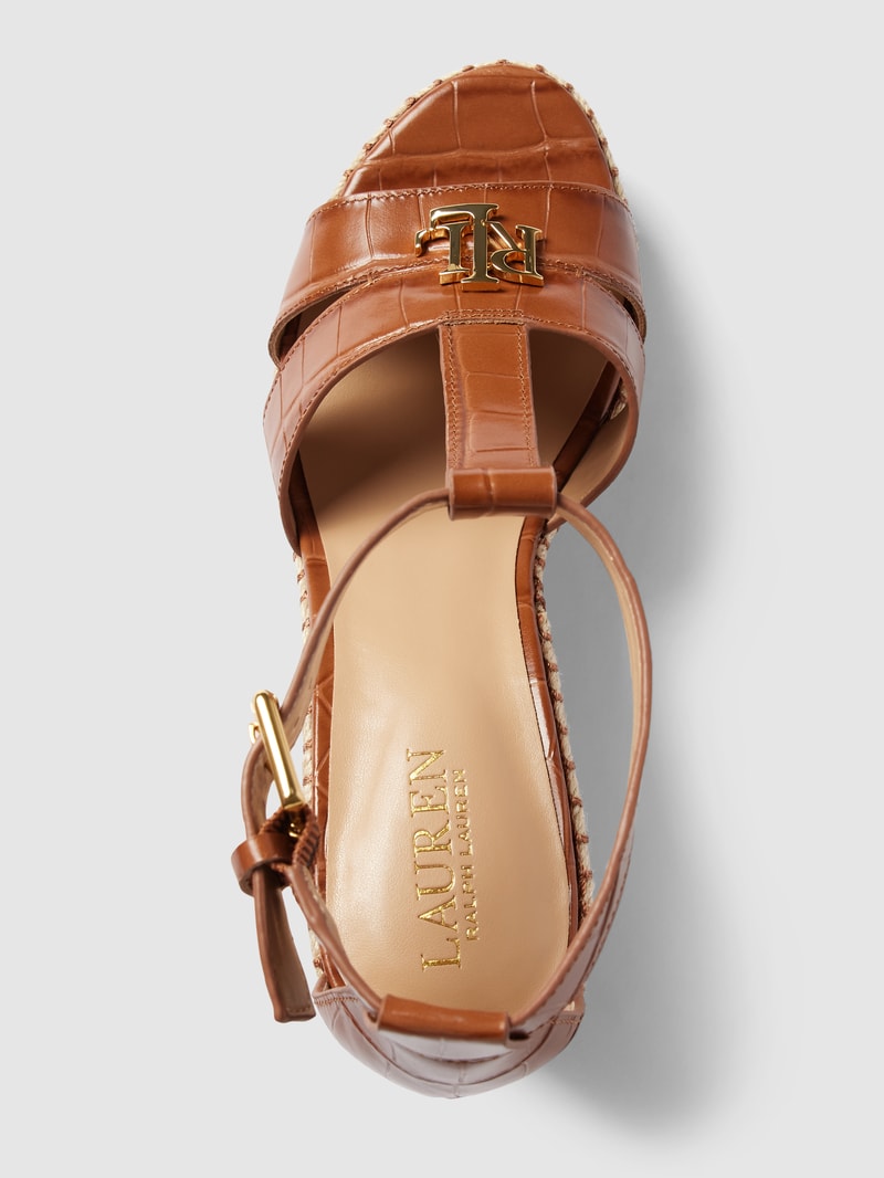 Wedges mit Dornschließe Modell 'HALE' in cognac