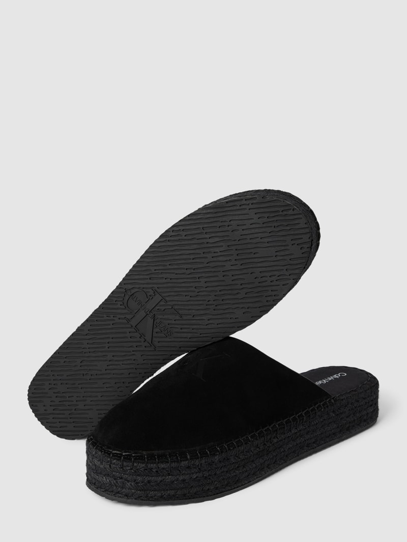Mules aus Leder mit Plateausohle Modell 'ROPE' in black
