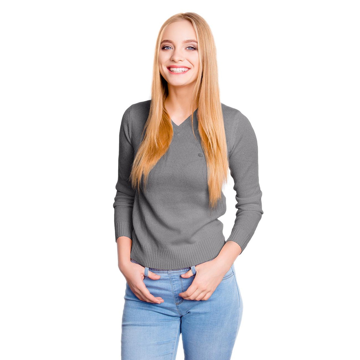 Wollpullover V-Ausschnitt Damen