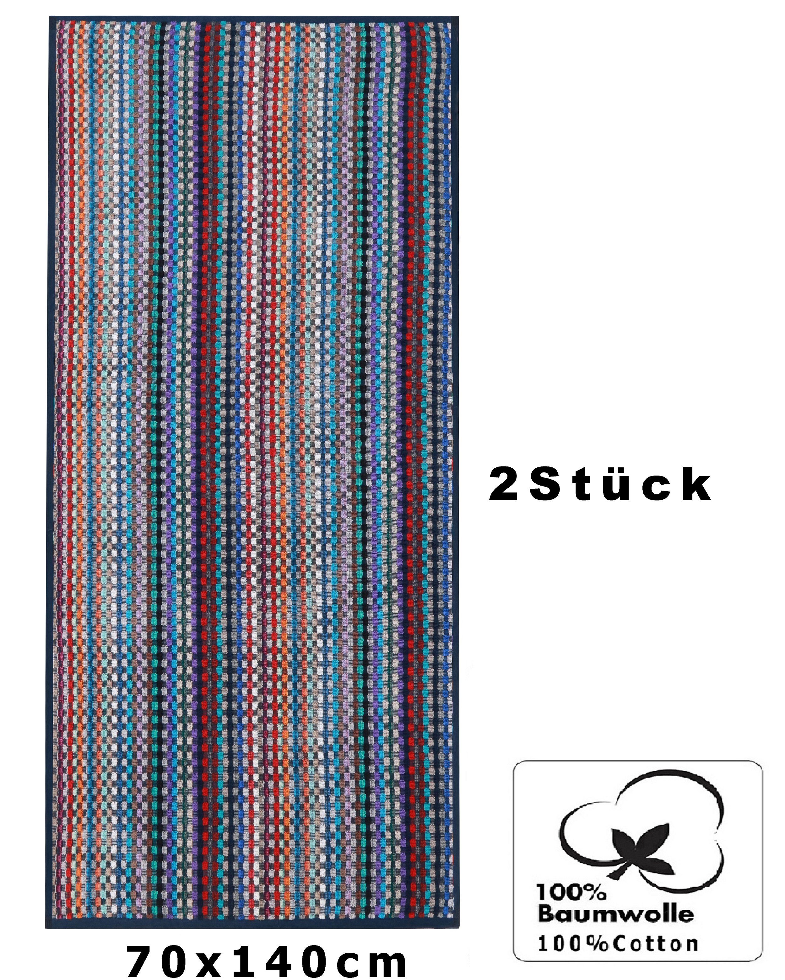 Betz Badetuch 2 Stück XXL Duschtücher 100% Baumwolle Karo BUNT Größe 70x140 cm