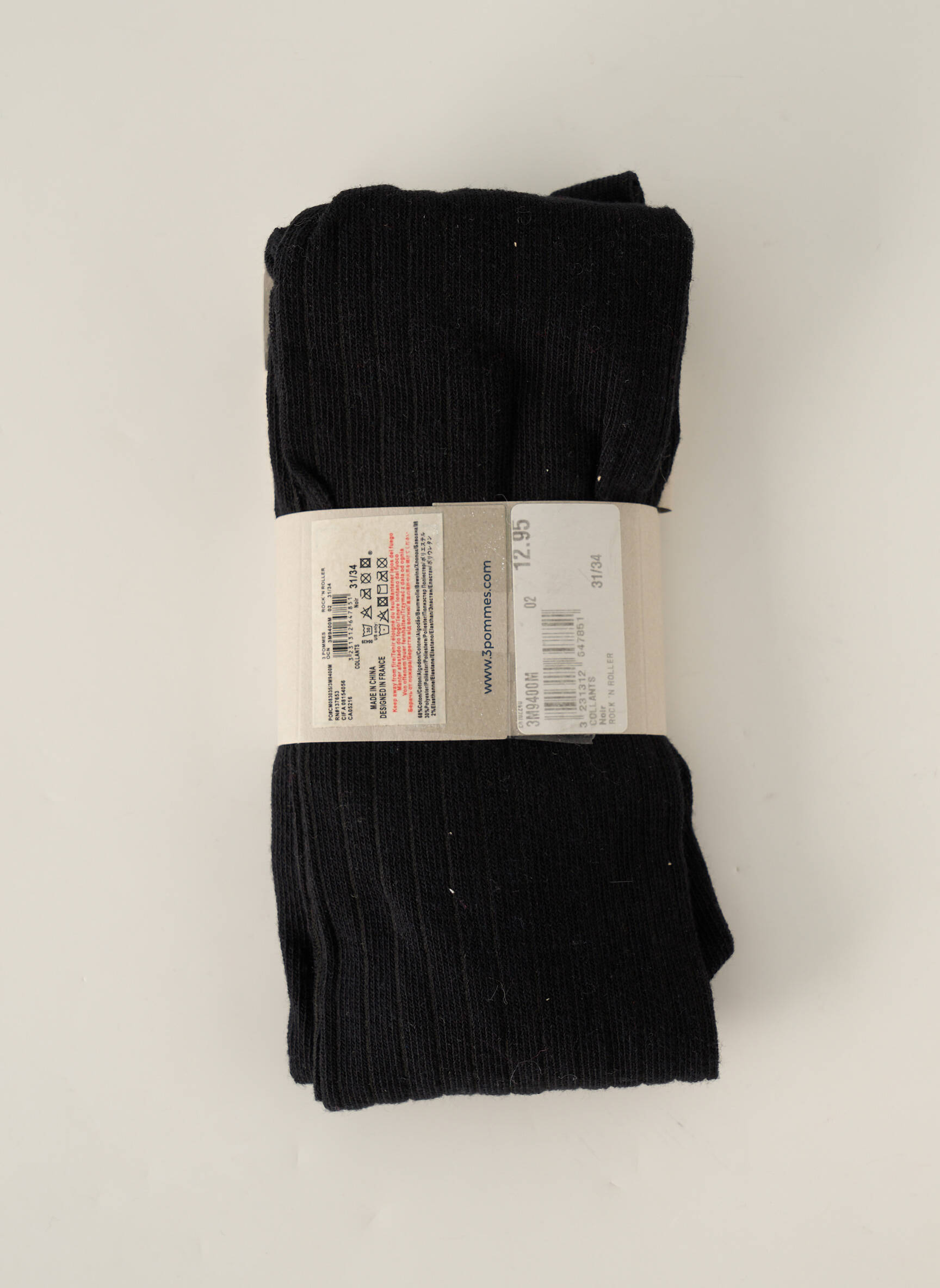 3 Pommes Collant Fille couleur noir