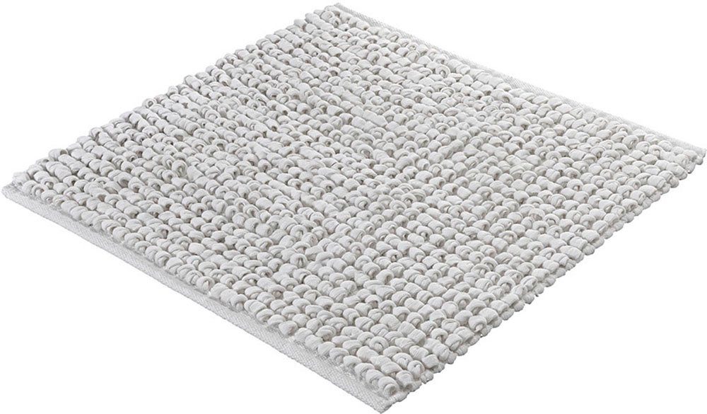 Badematte Brava Kleine Wolke, Höhe 15 mm, beidseitig nutzbar, fußbodenheizungsgeeignet, Baumwolle, quadratisch, Badteppich, Uni Farben, dicke Schlaufen, handgewebt