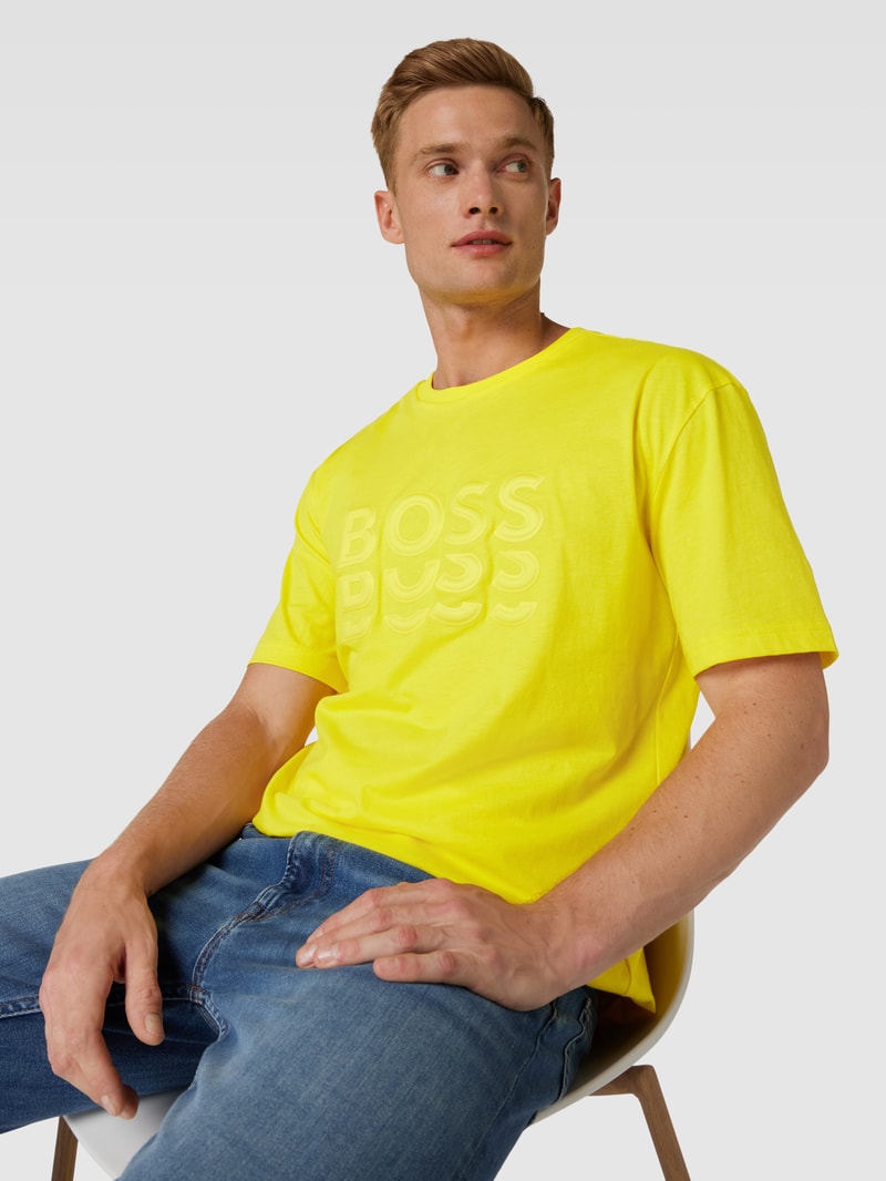 T-Shirt mit Label-Details in gelb
