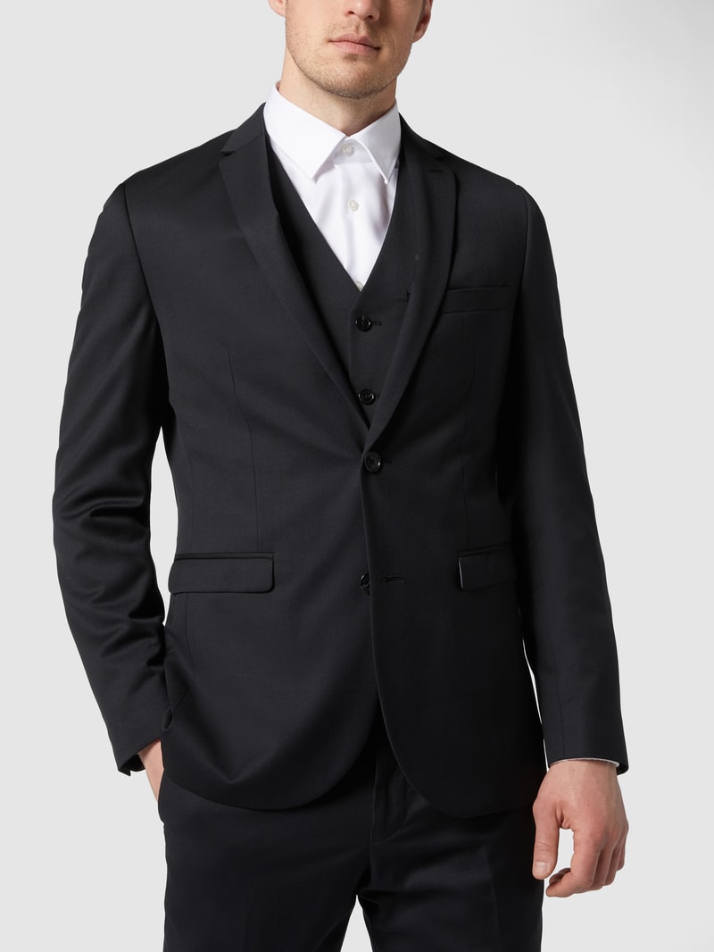 Slim FIt 2-Knopf-Sakko mit Stretch-Anteil Modell 'George' in schwarz