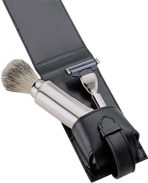 Erbe Solingen 3-teilig in Ledertasche 13 x 7 - schwarz Rasierset