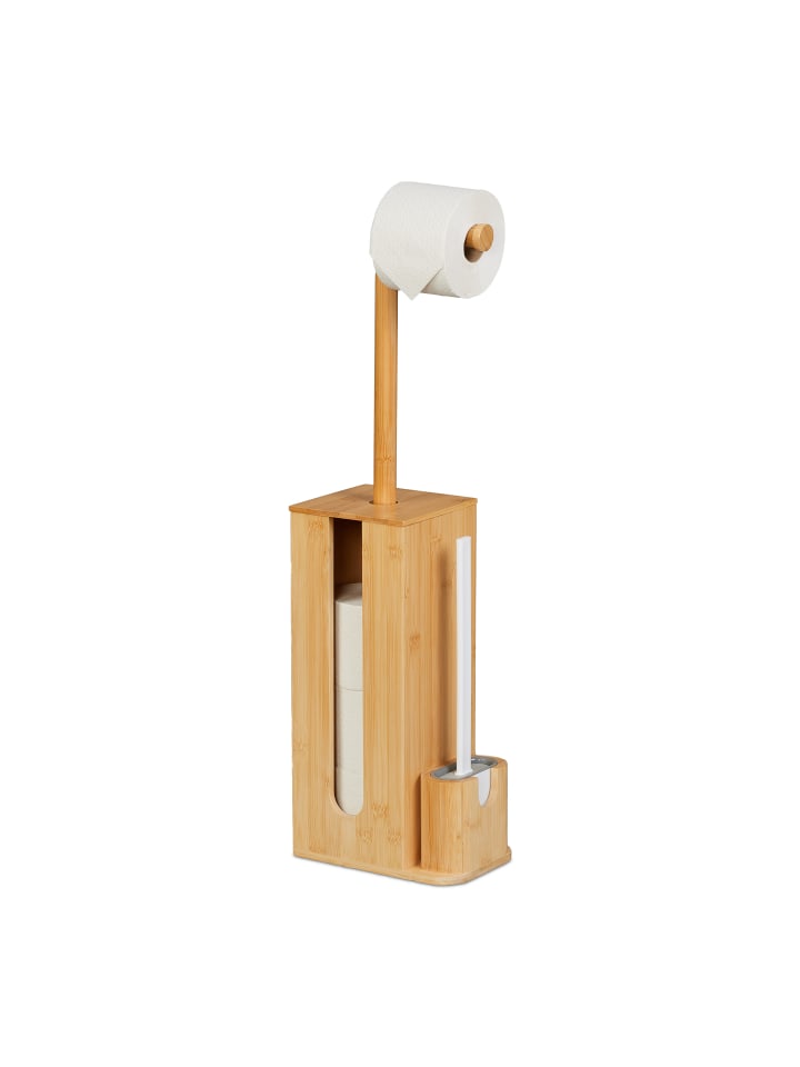 relaxdays WC Garnitur in Natur/ Weiß- (B)26 x (H)72,5 x (T)15 cm günstig kaufen onesize