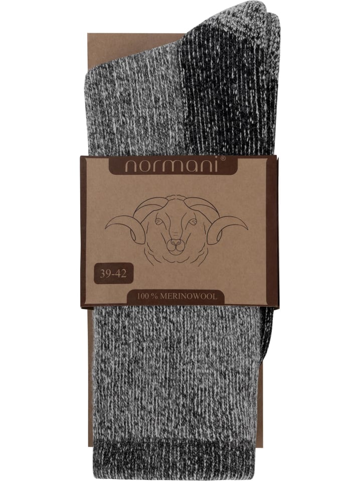 normani 1 Paar 100% Merino Wollsocken Wandersocken in Grau günstig kaufen