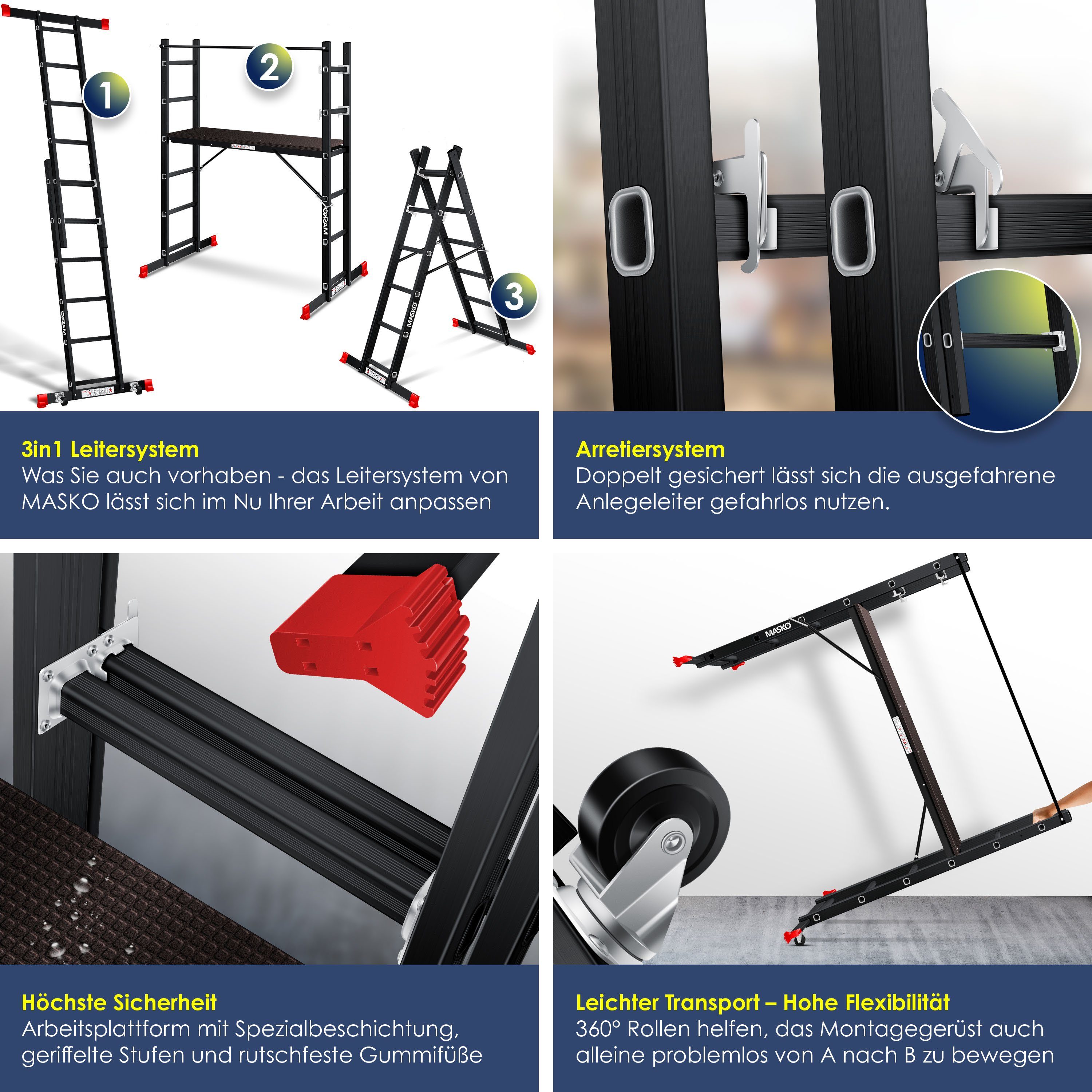 MASKO Gerüst, Baugerüst Alugerüst Gerüst Alu Leiter Arbeitsgerüst