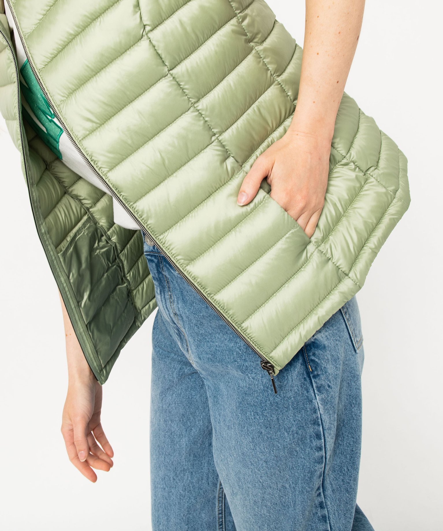 Doudoune sans manches avec col montant femme vert clair | GEMO
