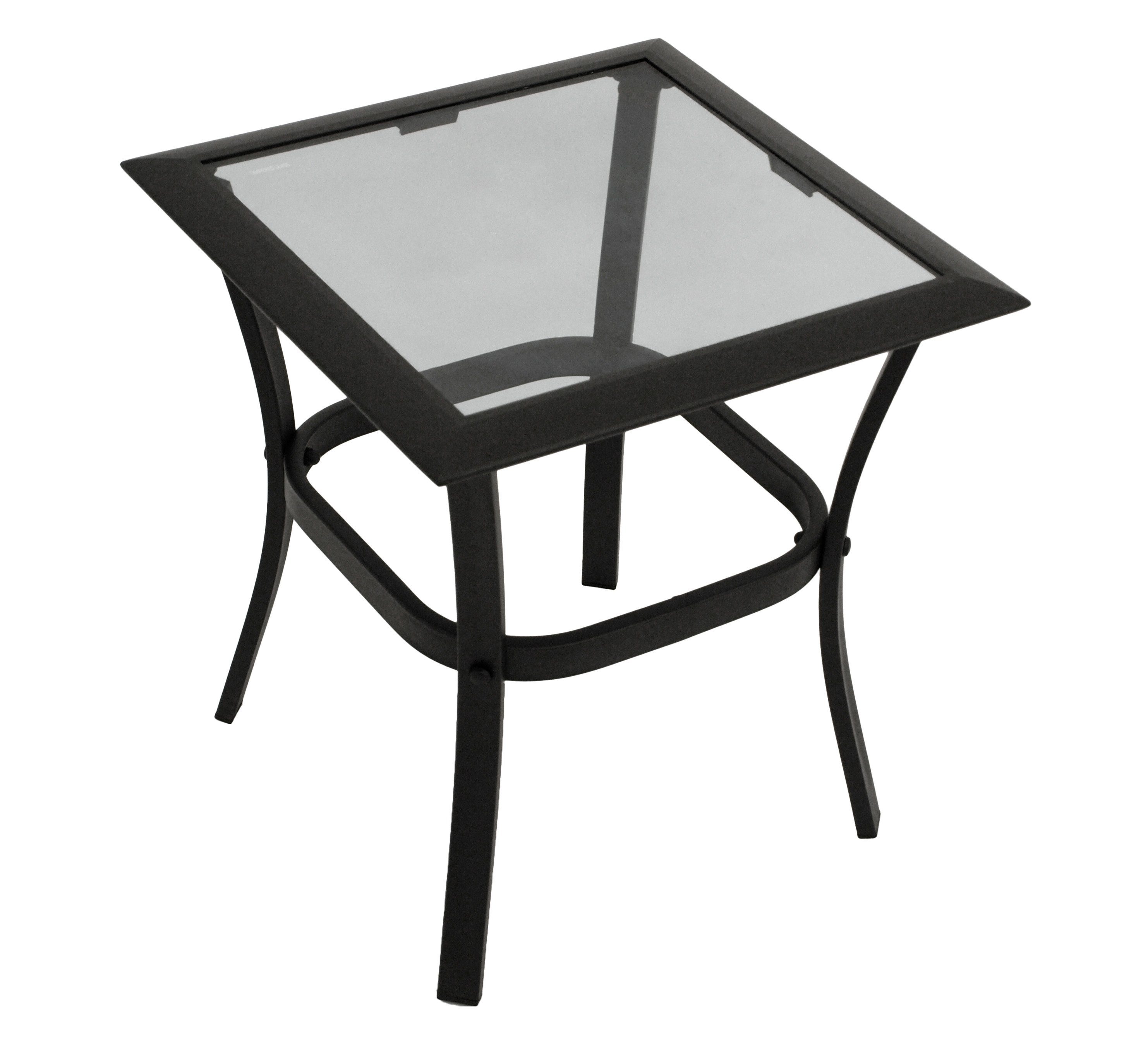DEGAMO Beistelltisch ZAGREB, 46x46cm, Stahl schwarz + Glas, Indoor + Outdoor