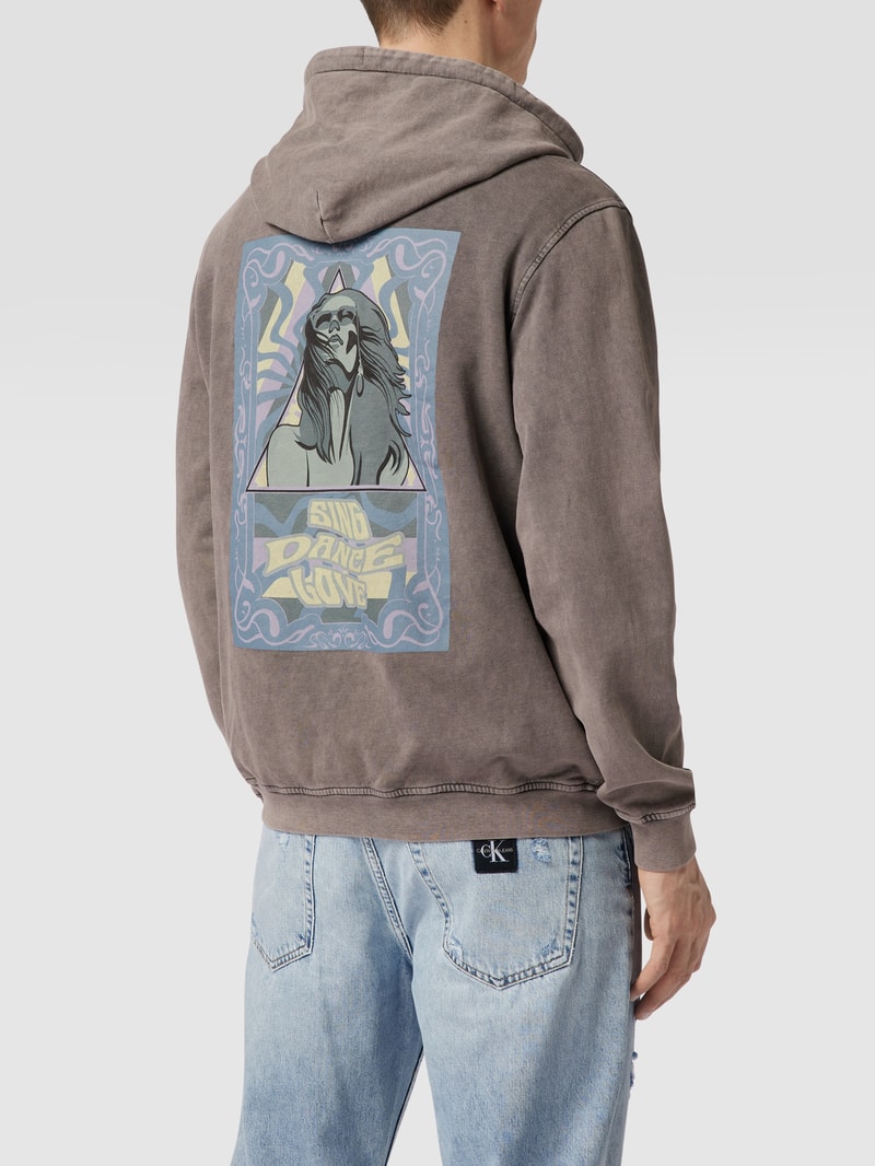 Hoodie mit Statement-Print in dunkelgrau