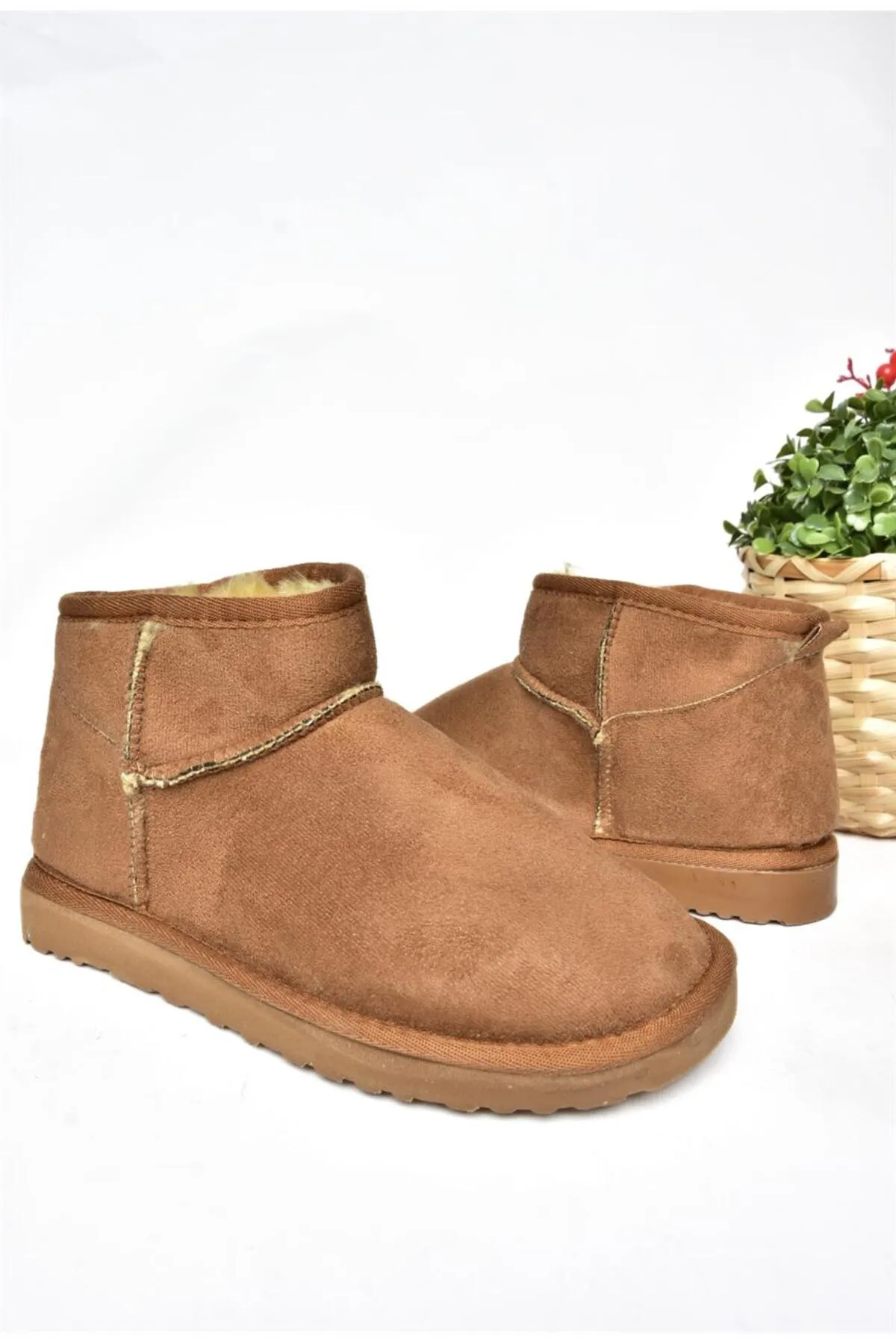 Fox Shoes  R612018402 Damenstiefel aus Wildleder in Hellbraun mit Pelzbesatz