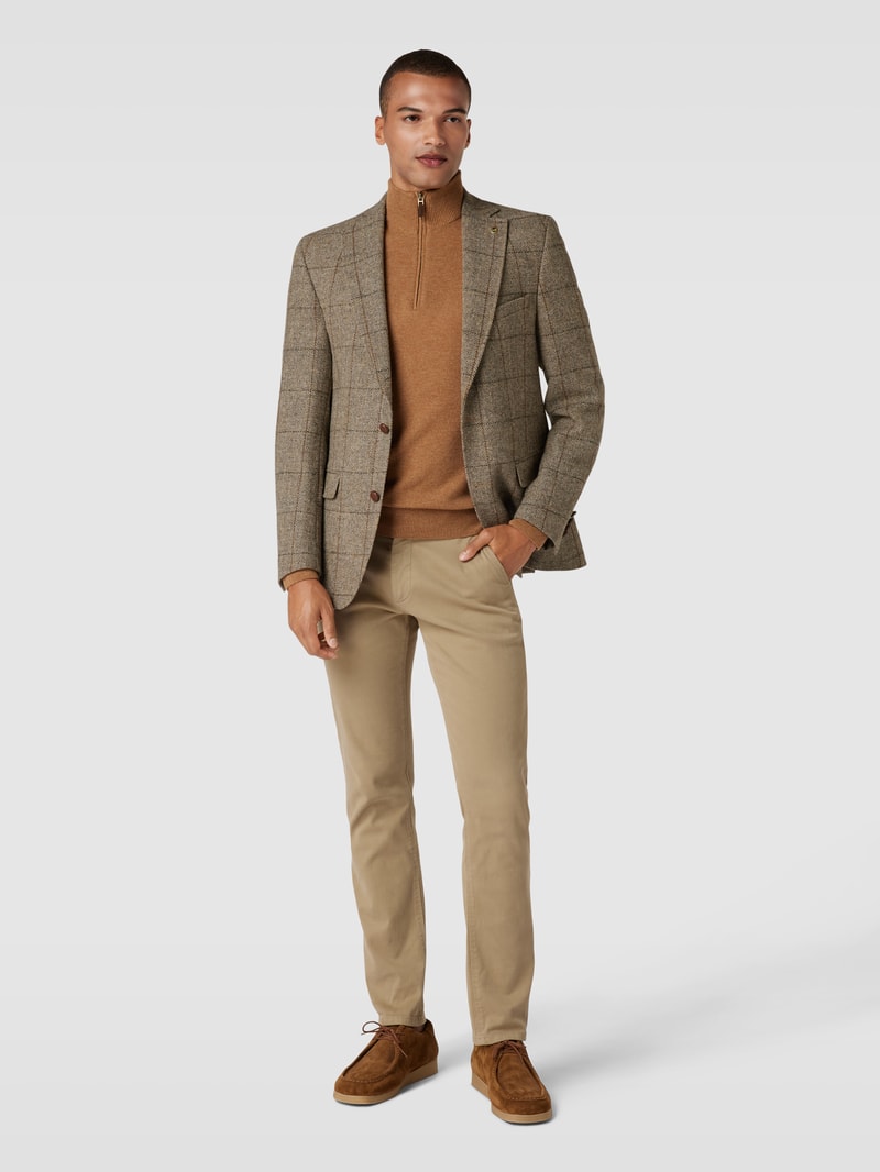 Regular Fit Sakko mit Tartan-Karo Modell 'Theo' in beige
