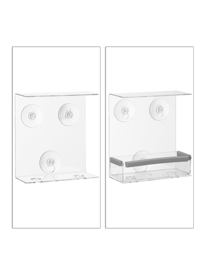 relaxdays Vogelfutterhaus in Transparent - (B)15 x (H)16,5 x (T)7,5 cm günstig kaufen onesize