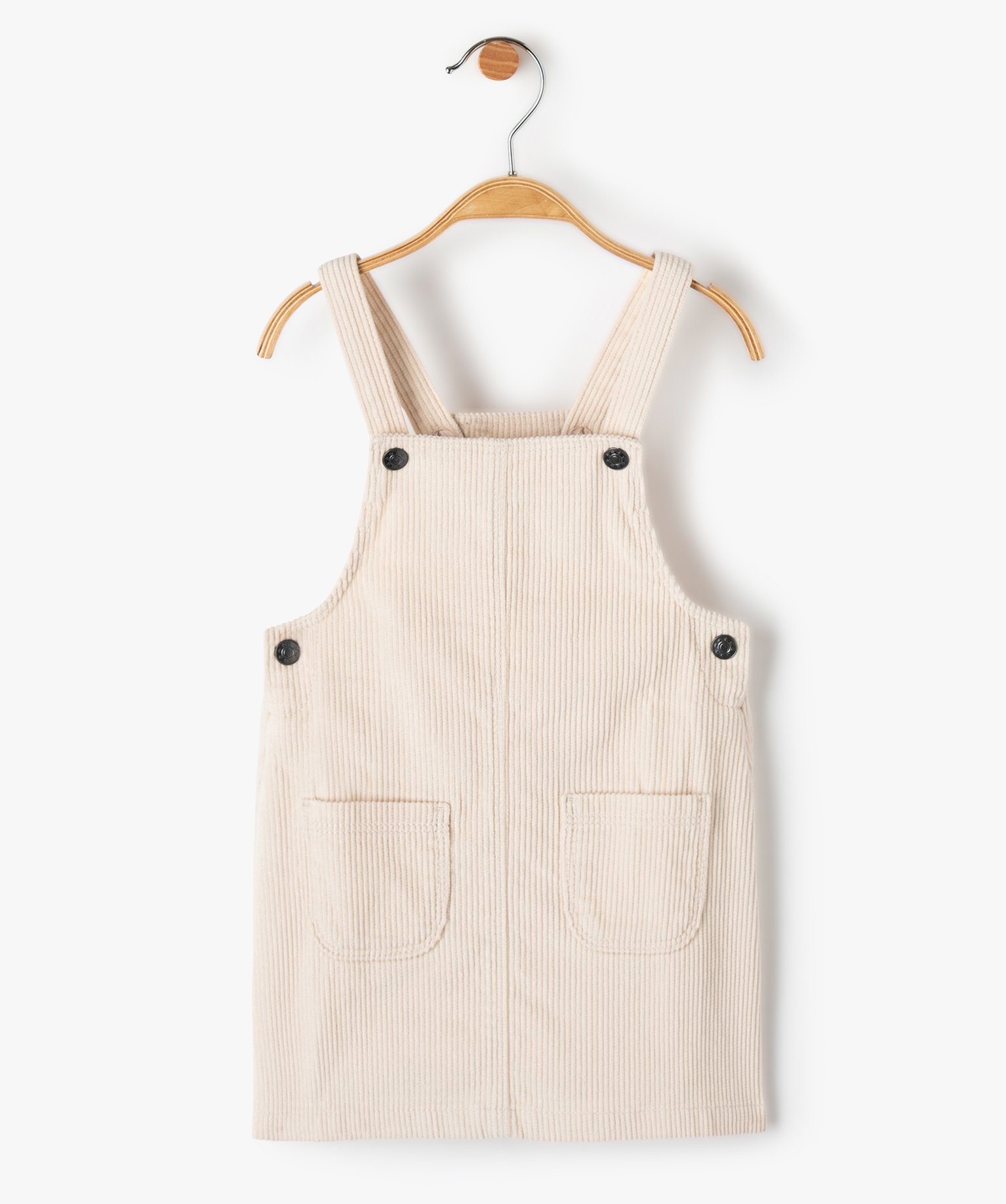Robe bébé fille forme salopette en velours ctelé ecru | GEMO