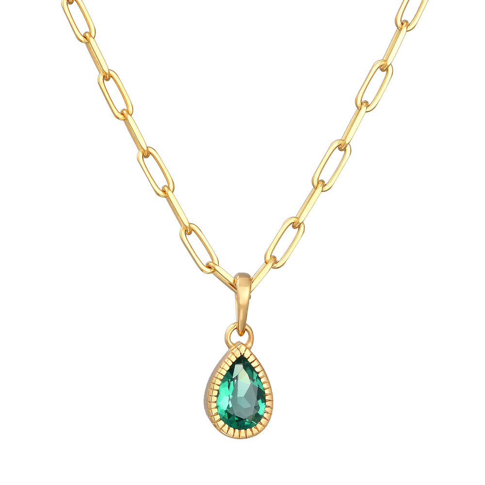 Elli PREMIUM Elli PREMIUM Collier Femmes Pendentif Goutte Maillons Aspect de chaine avec quart collier