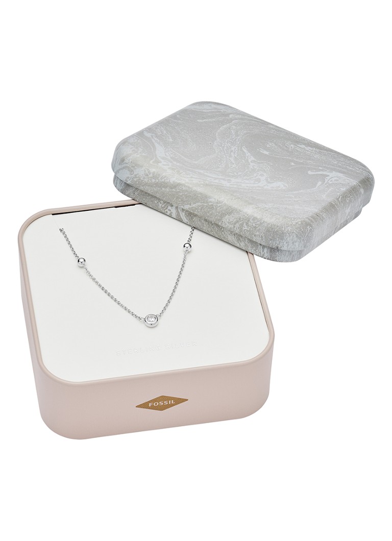 Collana in argento fossile con pietre di zirconia cubica JFS00453040