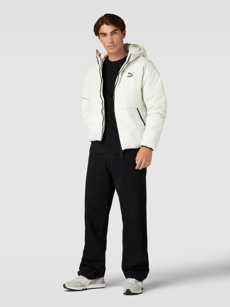 Steppjacke mit Label-Print Modell 'Classics' in offwhite