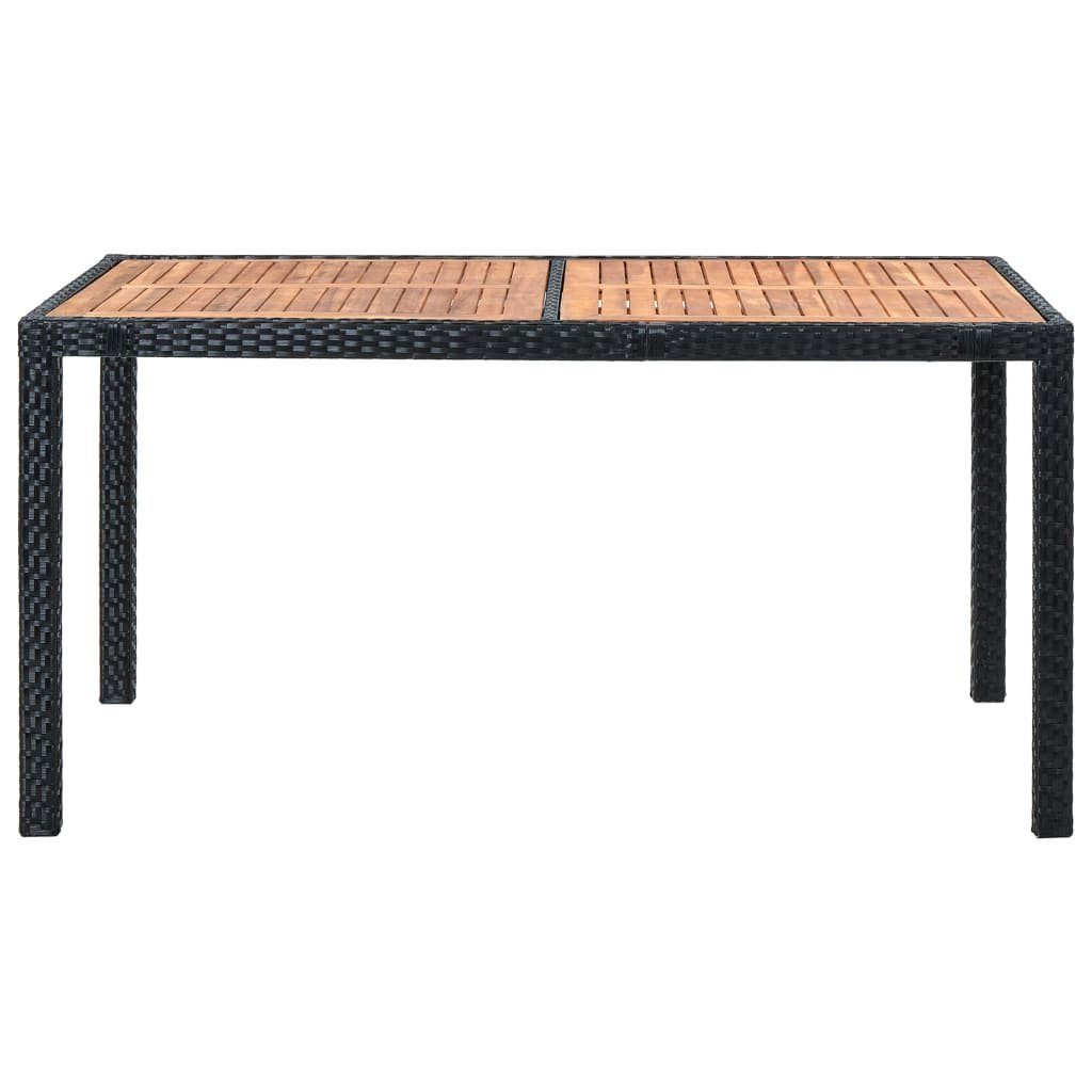 vidaXL Garten-Essgruppe 7-tlg. Garten-Essgruppe Poly Rattan Akazienholz Schwarz, (7-tlg)