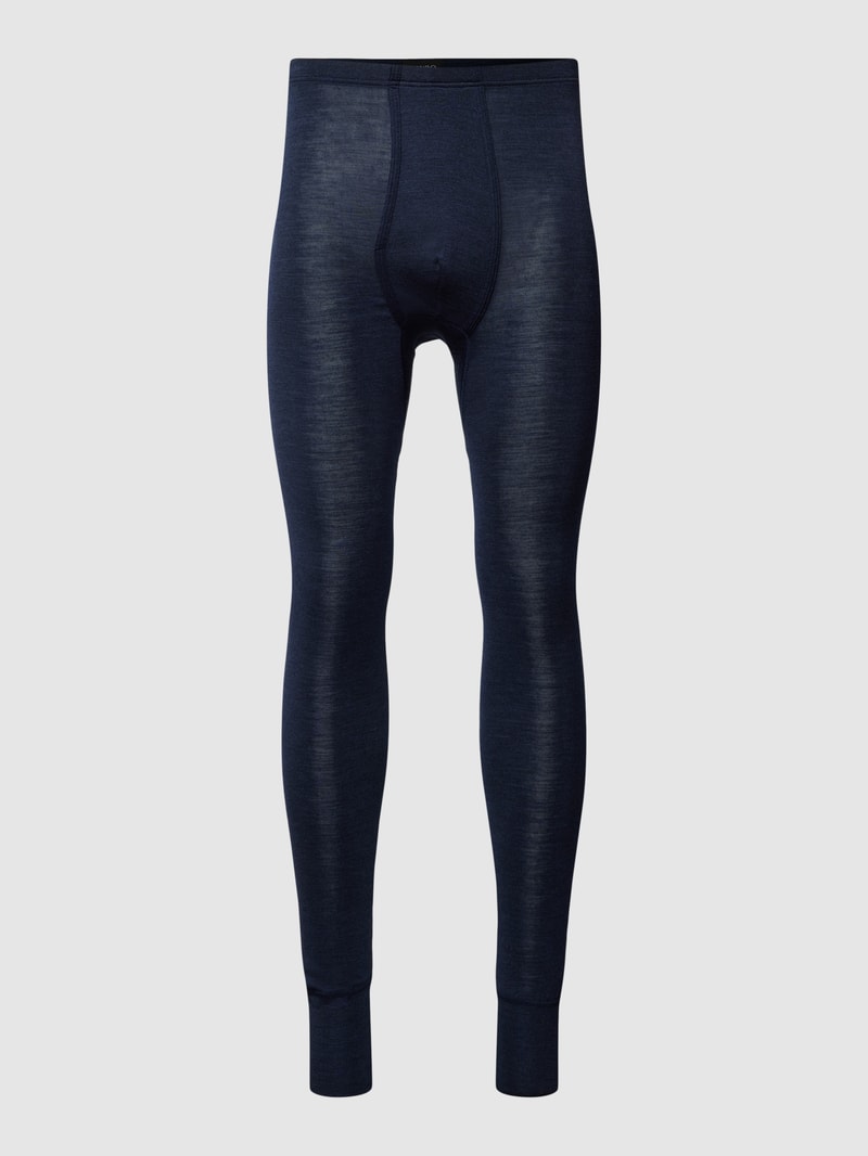 Lange Unterhose mit Label-Detail in marineblau meliert