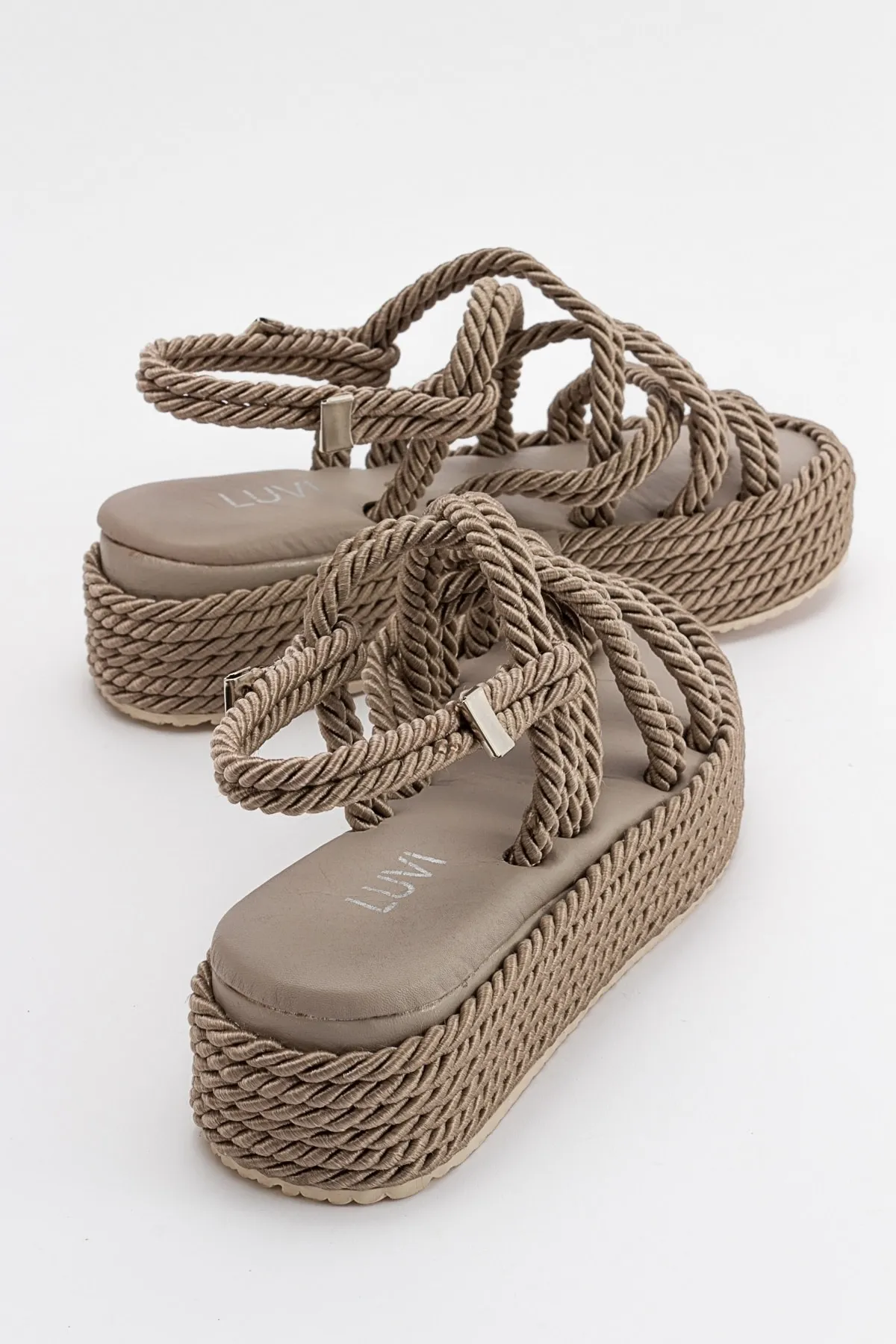 LuviShoes  Juney Dunkelbeige Damensandalen